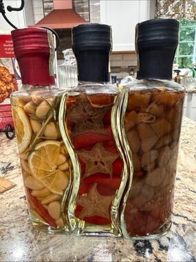 Trio of Decorative Infused Glass Bottles